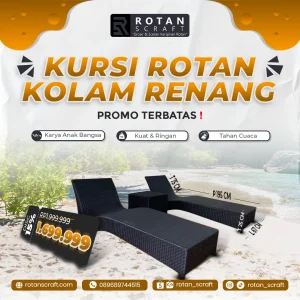 Set Kursi Lonjer / Kursi Kolam Renang Outdoor Rotan Sintetis